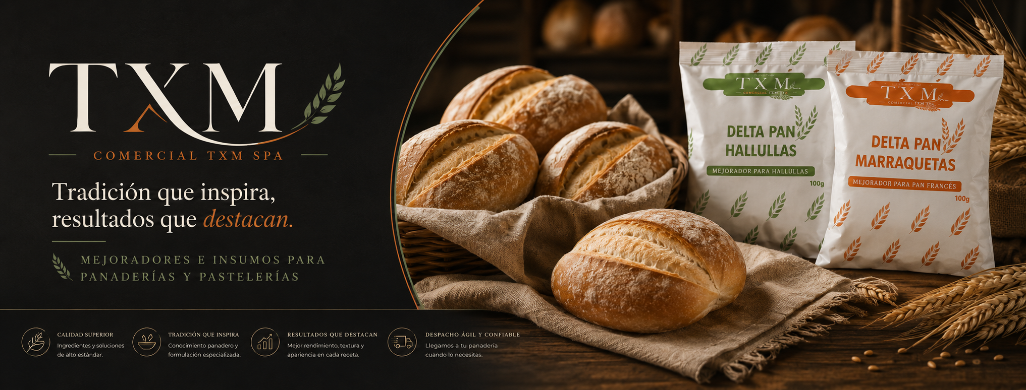 Panes recién horneados y productos Delta Pan de Comercial TXM SPA